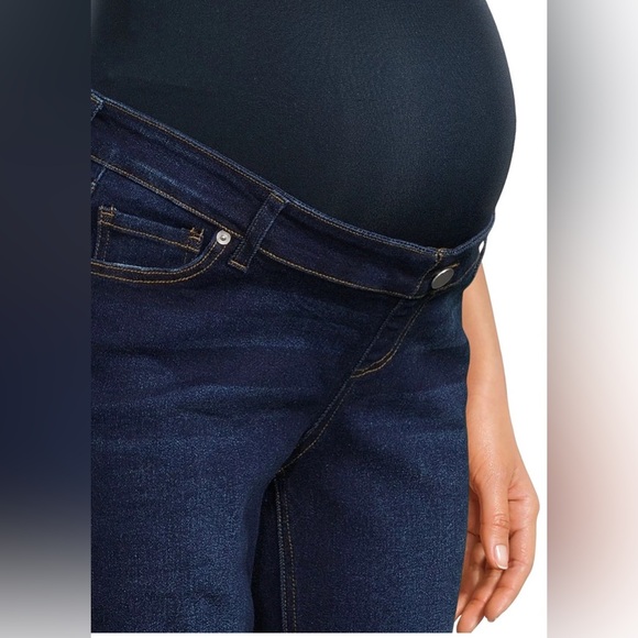Time and Tru Women's Maternity Straight Jeans with Belly Band - Picture 2 of 7